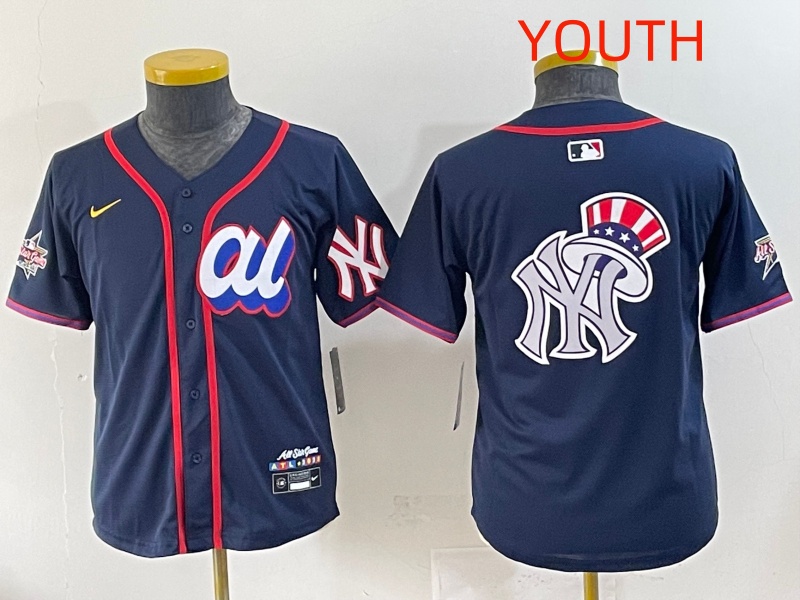 Youth 2025 New York Yankees Blank Drak Blue All star Blank Blue Nike MLB Jersey style 13